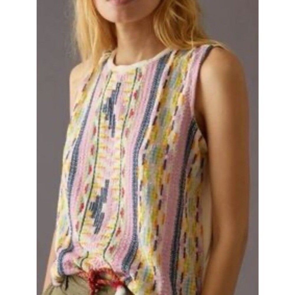 Dolan Anthropologie Size XS Floral Embroidered Aztec Tank Top